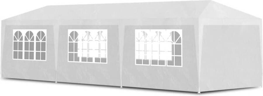 The Living Store Tuinpaviljoen Feesttent 9x3x2.55m Wit PE Staal