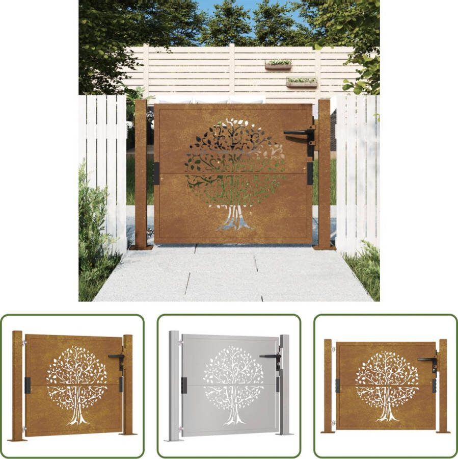 The Living Store Tuinpoort Cortenstaal 105 x 105 cm Lasergesneden ontwerp Afsluitbaar systeem
