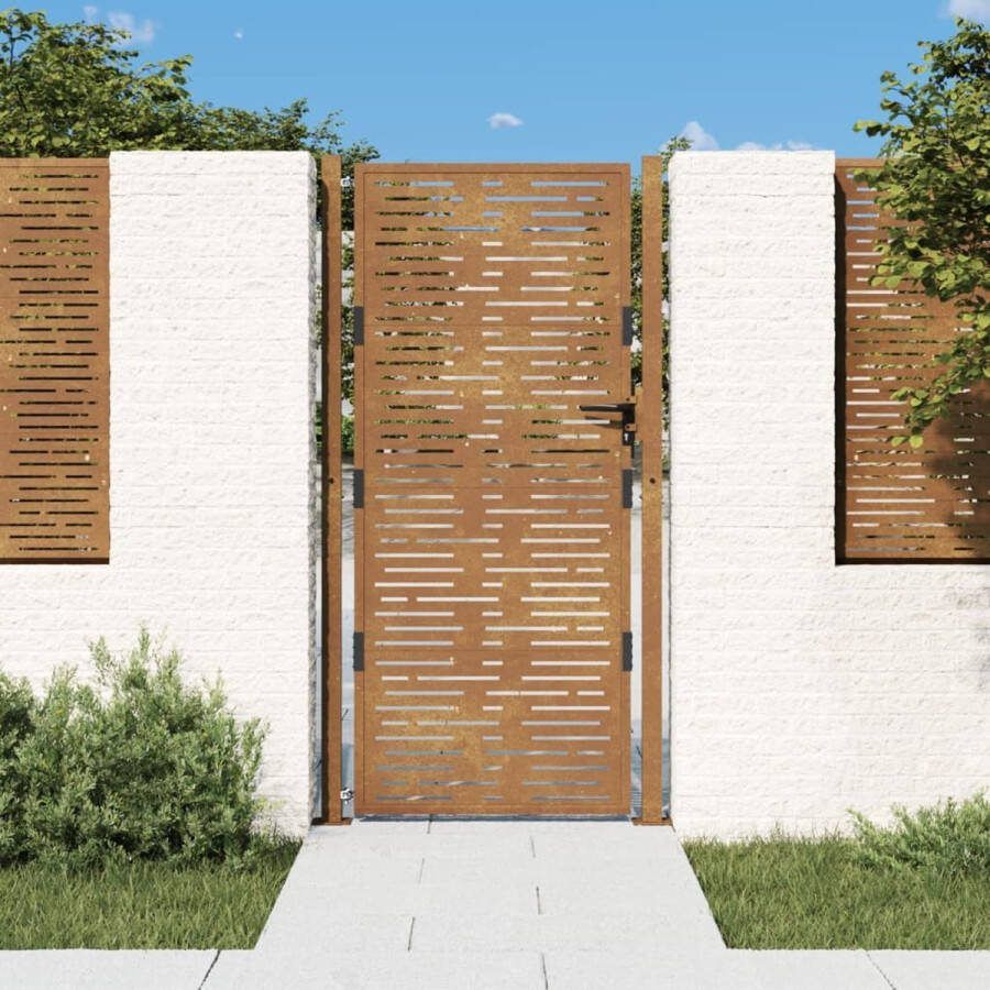 The Living Store Tuinpoort Cortenstaal 105 x 180 cm Lasergesneden Afsluitbaar