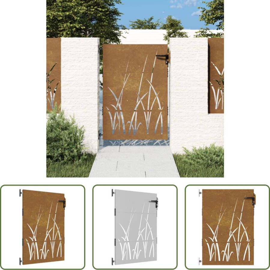 The Living Store Tuinpoort Cortenstaal 85 x 3 x 150 cm Roestig Lasergesneden ontwerp