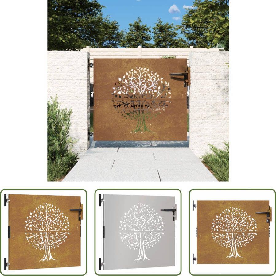 The Living Store Tuinpoort Cortenstaal 85 x 3 x 75 cm Afsluitbaar