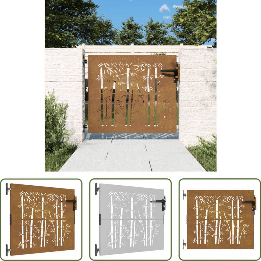 The Living Store Tuinpoort Cortenstaal 85 x 75 cm Roestig Lasergesneden ontwerp