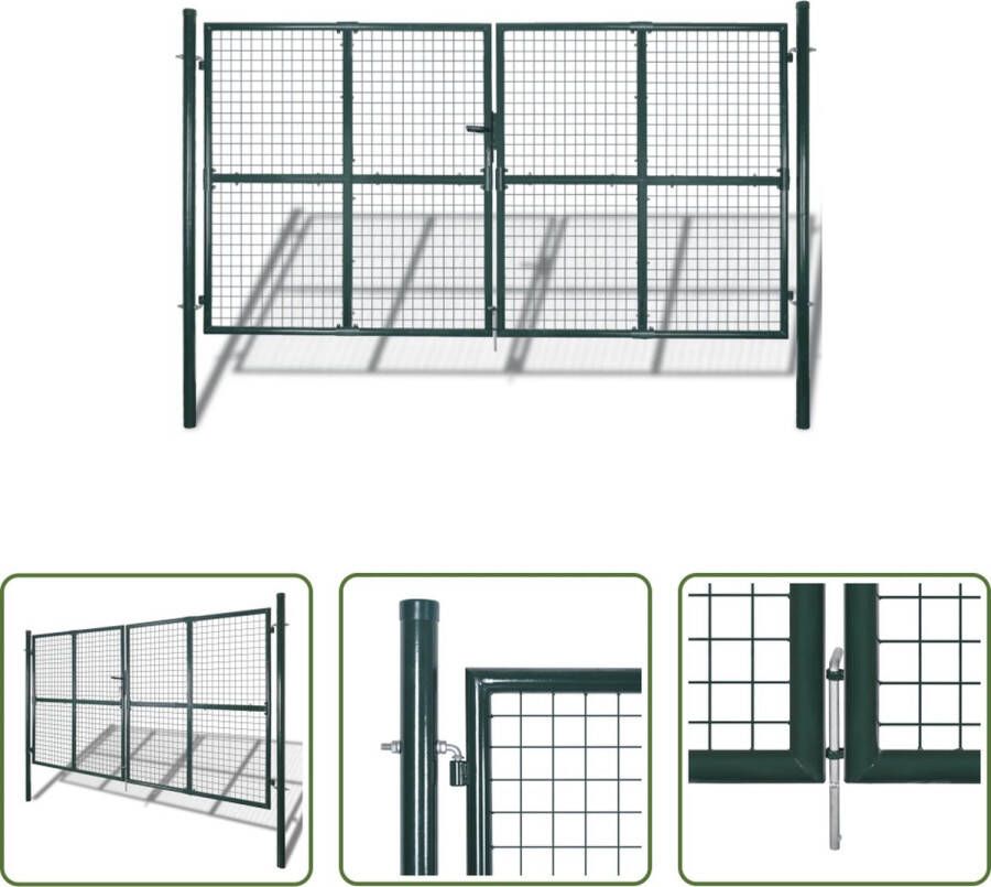 The Living Store Tuinpoort Donkergroen 306 x 200 cm Staal Zwaar slot