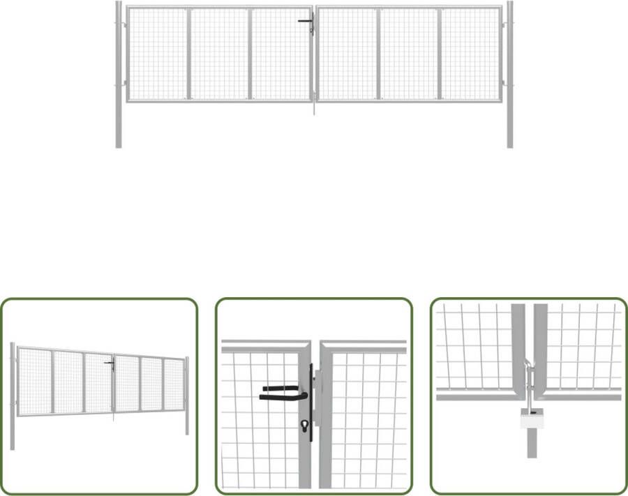 The Living Store Tuinpoort Gazen Hekpoort 415x150 cm Gehard staal Zilver