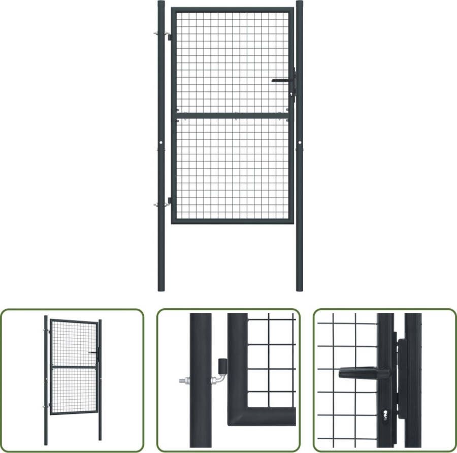 The Living Store Tuinpoort Grid 100 x 200 cm Stabiel en roestbestendig Antraciet