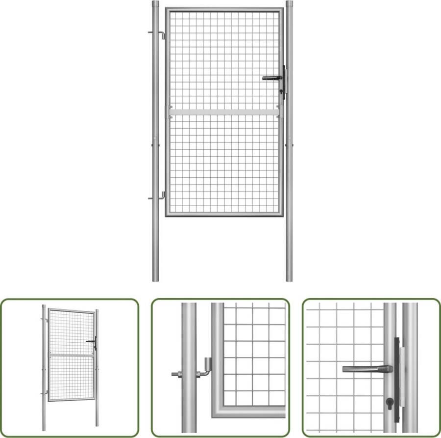 The Living Store Tuinpoort Klassiek Zilver 105 x 175 cm Gegalvaniseerd Staal