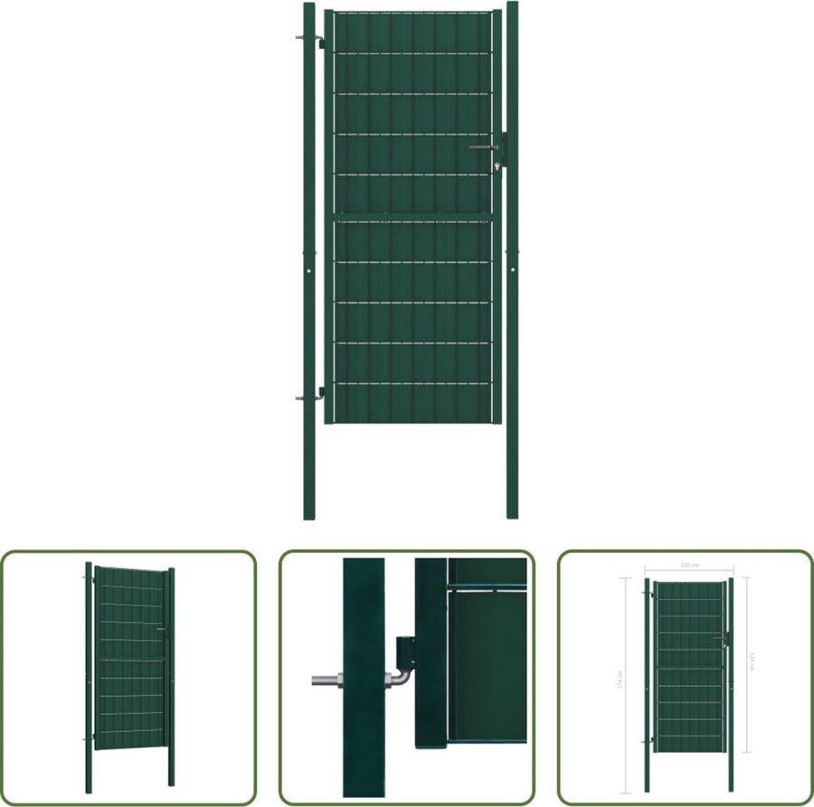 The Living Store Tuinpoort PVC-folie en staal 100 x 124 cm Groen