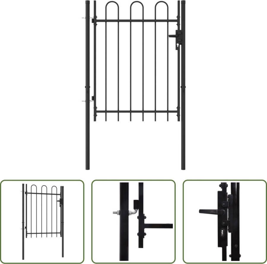 The Living Store Tuinpoort Staal 100 x 170 cm Zwart Inclusief 3 Sleutels