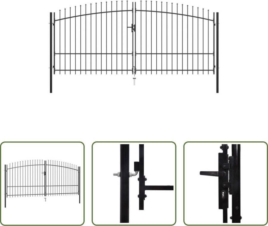The Living Store Tuinpoort Staal 225 cm Zwart Met 3 Sleutels