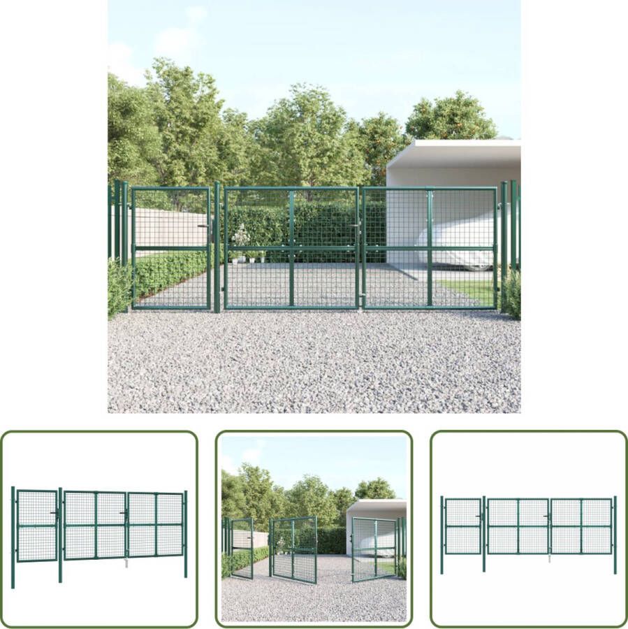 The Living Store Tuinpoort Staal Afmeting 400x175cm Groen