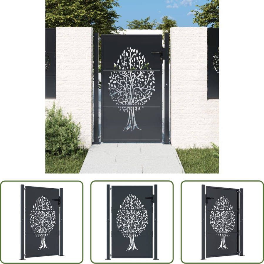 The Living Store Tuinpoort Staal Afmetingen 105 x 155 cm Antraciet