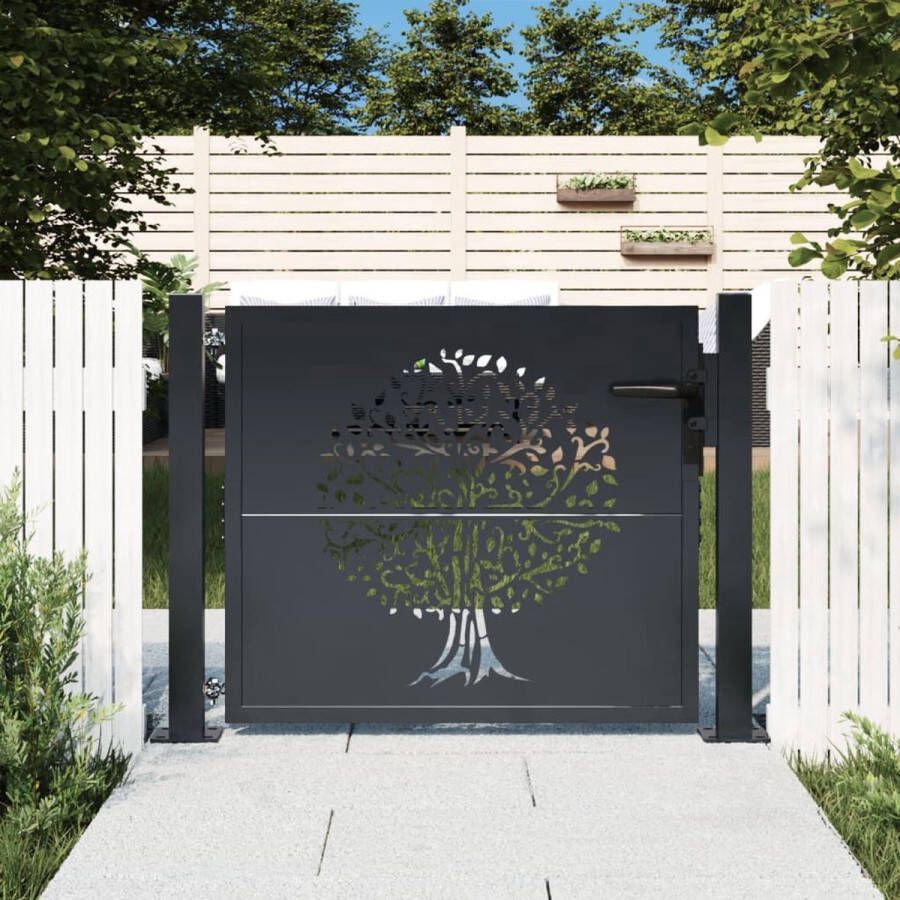 The Living Store Tuinpoort Staal Antraciet 105 x 105 cm Lasergesneden ontwerp