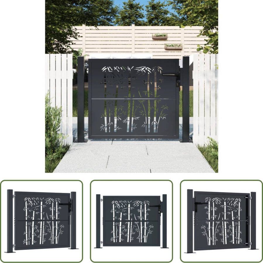The Living Store Tuinpoort Staal Antraciet 105x105 cm Lasergesneden ontwerp
