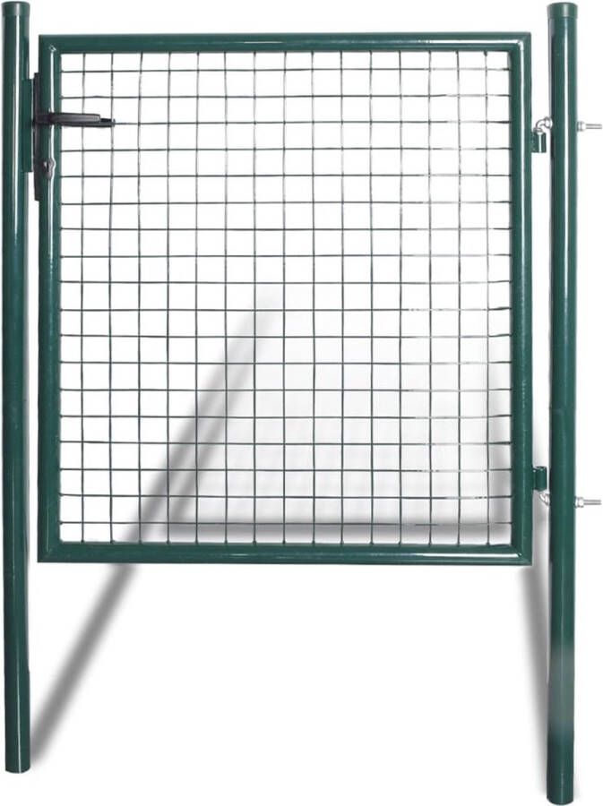 The Living Store Tuinpoort Staal Donkergroen 100x150 cm Robuust slot