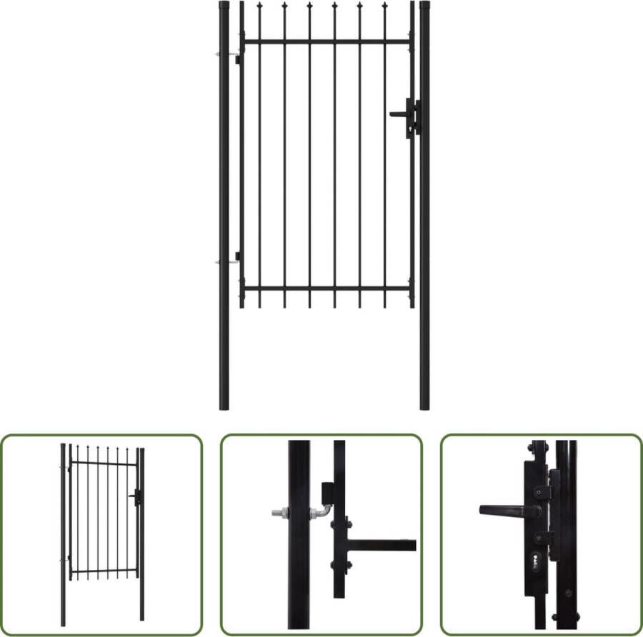 The Living Store Poort met puntige bovenkant enkel 1x1-5 m staal zwart Tuinpoort