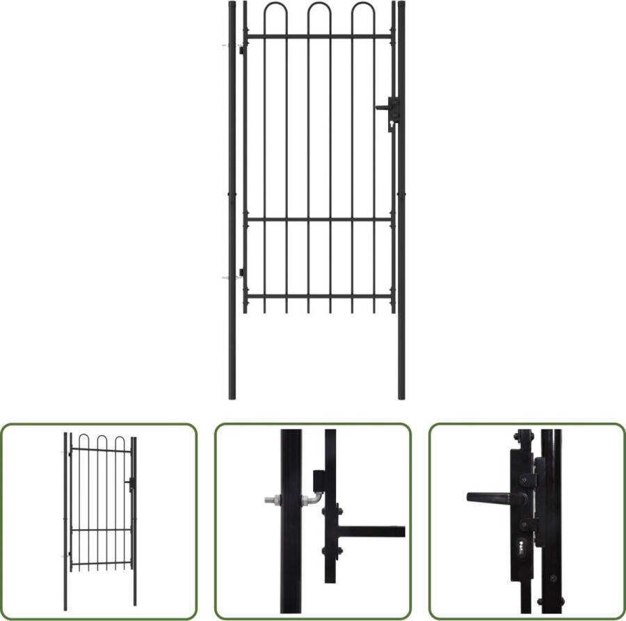 The Living Store Tuinpoort Zwart 100 x 225 cm Gepoedercoat staal