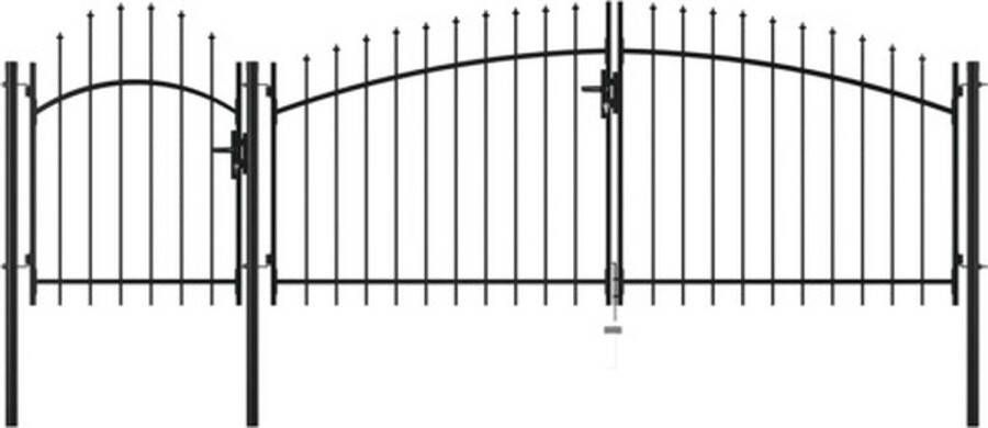 The Living Store Tuinpoort Zwart Gepoedercoat staal 1.75 x 4 m Afsluitbaar