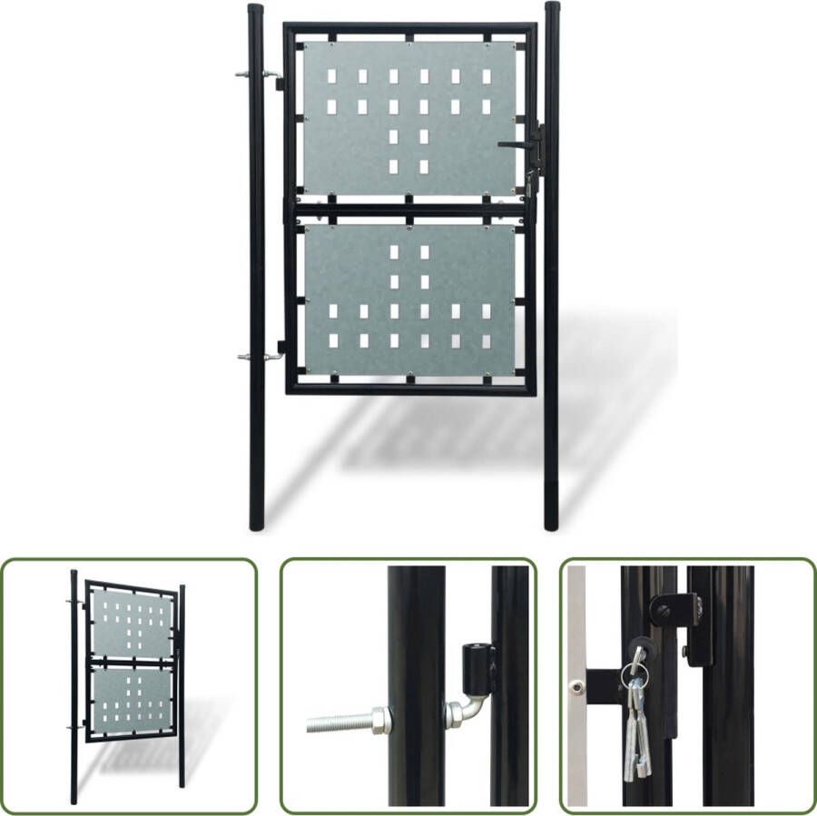 The Living Store Tuinpoort Zwart Staal 100 x 175 cm Robuust slot