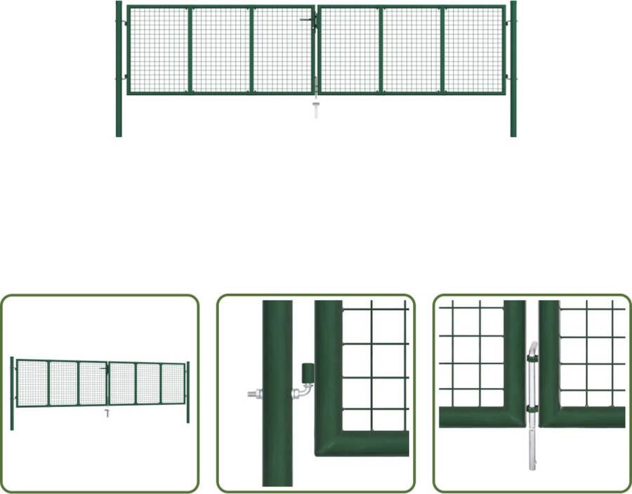 The Living Store Tuinpoorten Gazen hekpoort 415 x 150 cm Gegalvaniseerd staal Donkergroen