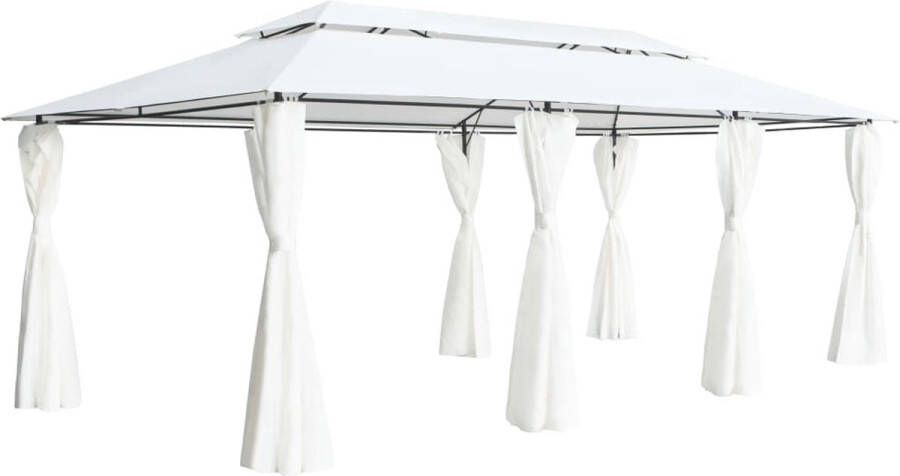 The Living Store Tuinprieel 600 x 298 x 270 cm Staal en polyester Wit UV-bestendig