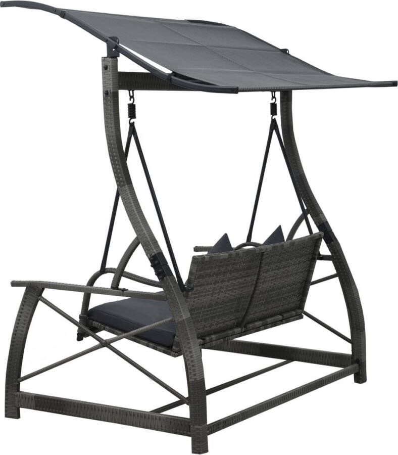 The Living Store Tuinschommelbank Grijze Poly Rattan 167x130x178cm