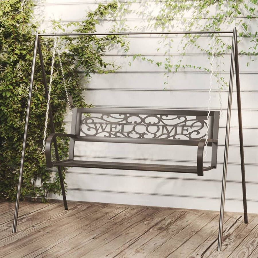 The Living Store Tuinschommelbank Staal en kunststof 125 x 53.5 x 42 cm Zwart