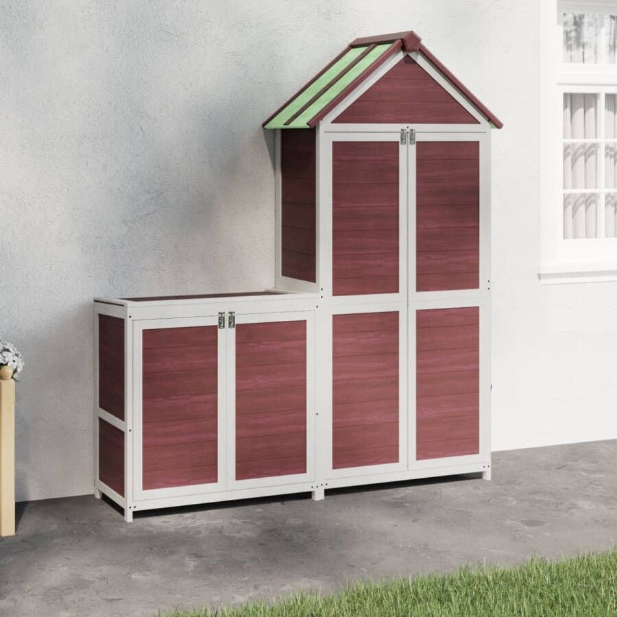 The Living Store Tuinschuren Massief grenenhout Grote en georganiseerde ruimte Regenbestendig dak Inclusief montage Kleur- Mokka Afmetingen- 79x53x185cm 79x40x81cm