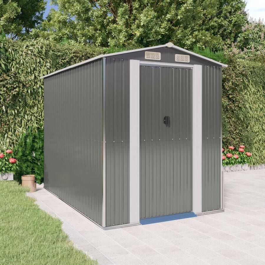 The Living Store Tuinschuur Gegalvaniseerd staal 192 x 274 x 223 cm Lichtgrijs