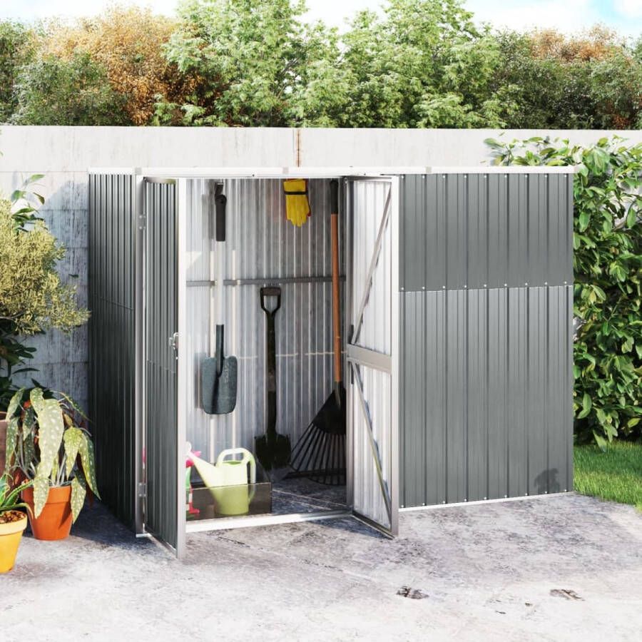 The Living Store Tuinschuur Gegalvaniseerd staal 225 x 89 x 159 cm Grijs