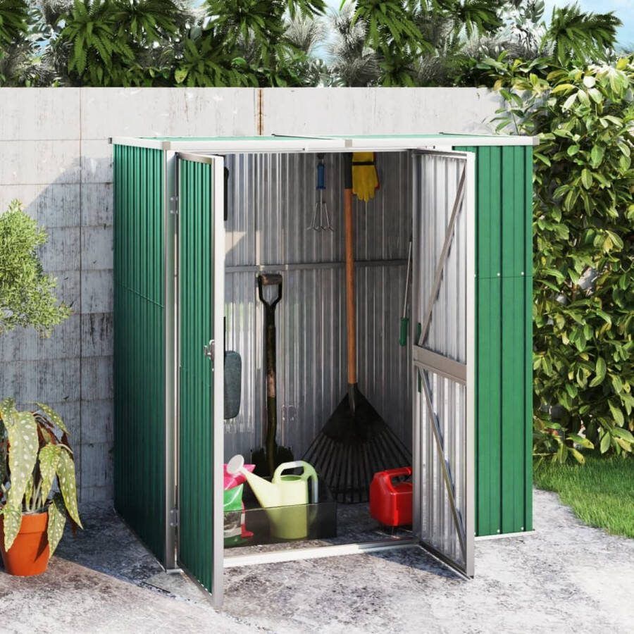 The Living Store Tuinschuur Gegalvaniseerd Staal Groen 161 x 89 x 159 161 cm Reflecterende Hoekbeschermers