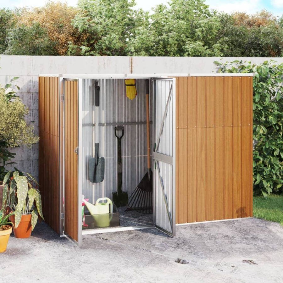 The Living Store Tuinschuur Gegalvaniseerd staal metaal 225x89x159 161 cm Bruin