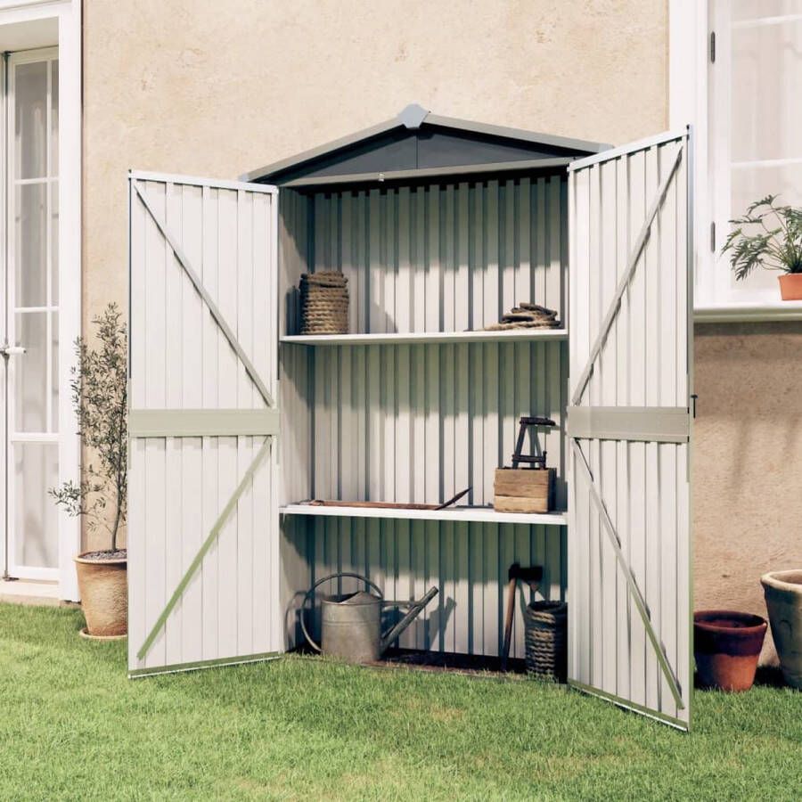 The Living Store Tuinschuur grijs 116 x 45 x 175 cm Gegalvaniseerd staal