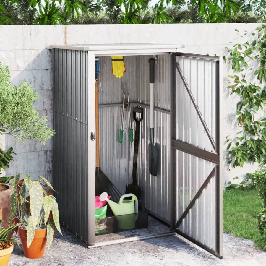 The Living Store Tuinschuur Grijze Gegalvaniseerd Stalen Gereedschapsschuur 88x89x159 161 cm Met Handgreep