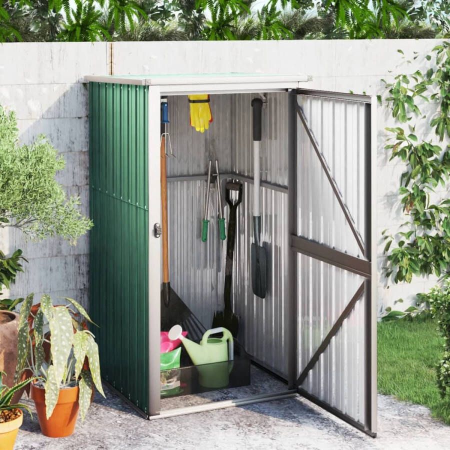 The Living Store Tuinschuur Groen Gegalvaniseerd Staal 88x89x159cm Praktische Handgreep