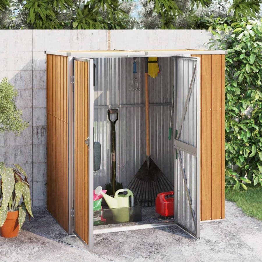 The Living Store Tuinschuur Grote opbergruimte Gegalvaniseerd staal Bruin 161 x 89 x 159 cm