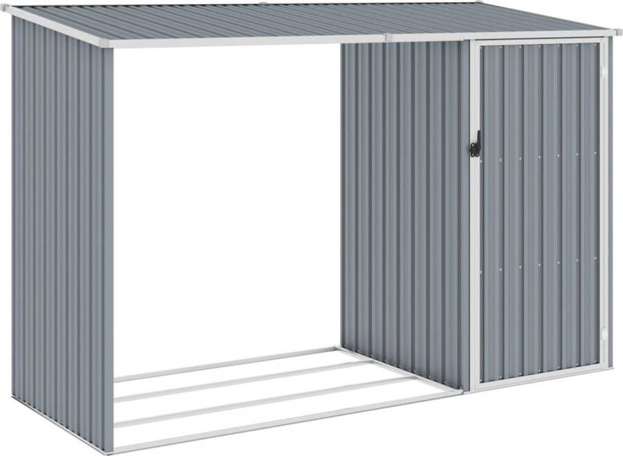 The Living Store Tuinschuur Houtopslagrek en grote schuur 245 x 98 x 148 159 cm Grijs Gegalvaniseerd staal