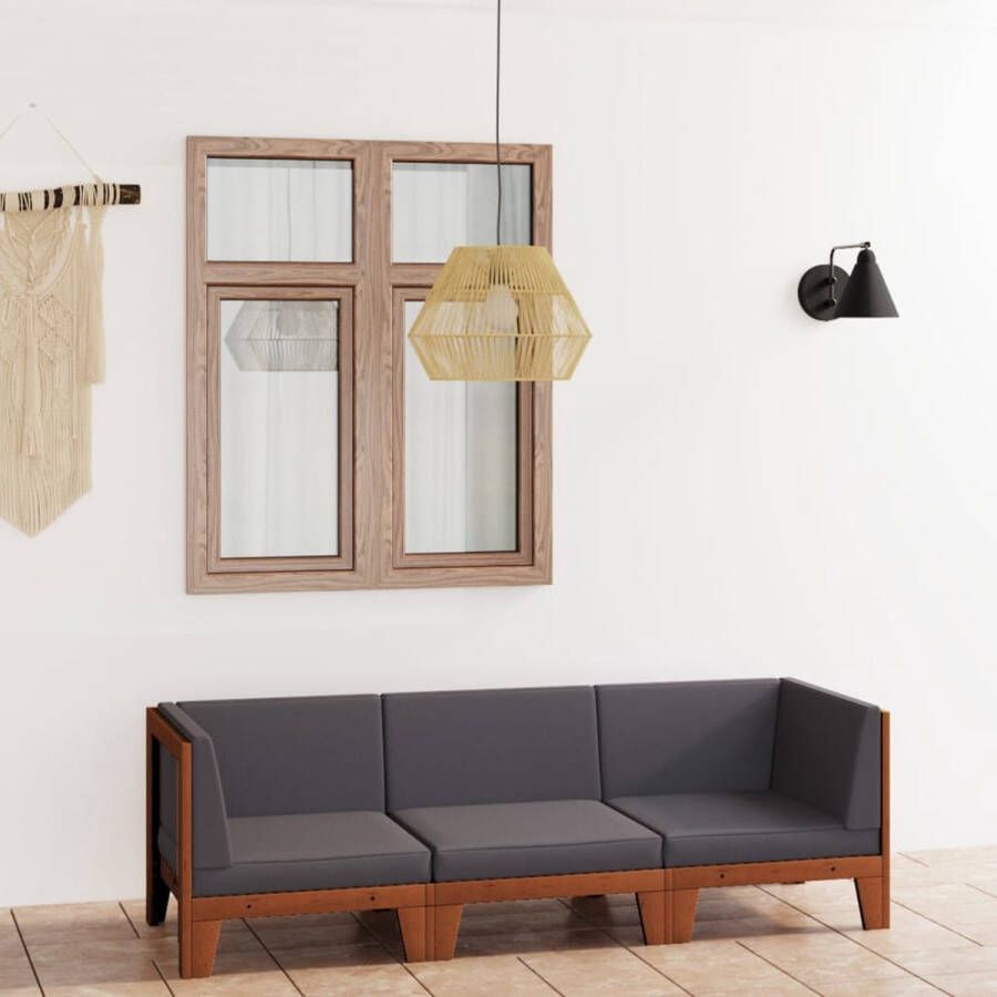 The Living Store Tuinset Acacia Hoekbank Middenbank Donkergrijs 68.5x68.5x62cm Montage vereist Inclusief kussens