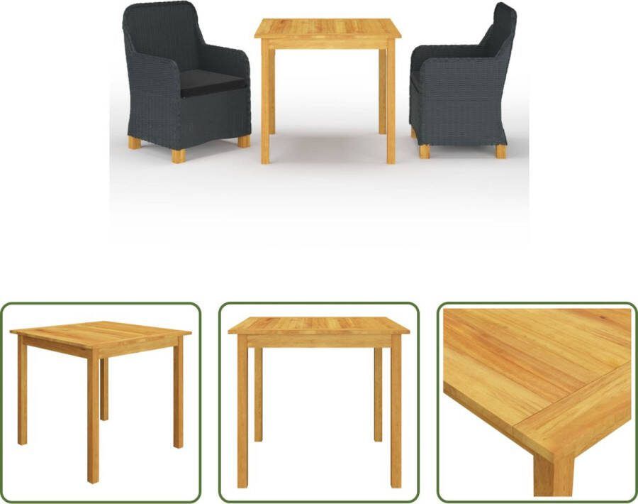 The Living Store Tuinset Acaciahout PE-rattan Donkergrijs Zwart 85x85x74 cm 62x65x92 cm 150 karakters max