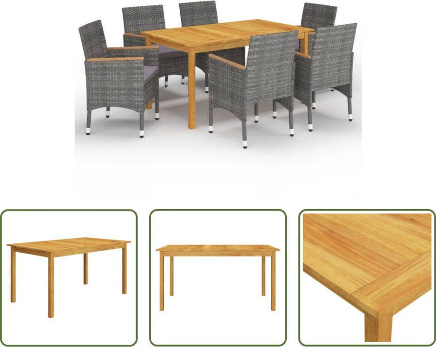 The Living Store Tuinset Acaciahout PE-rattan Grijs 150x90x74 cm