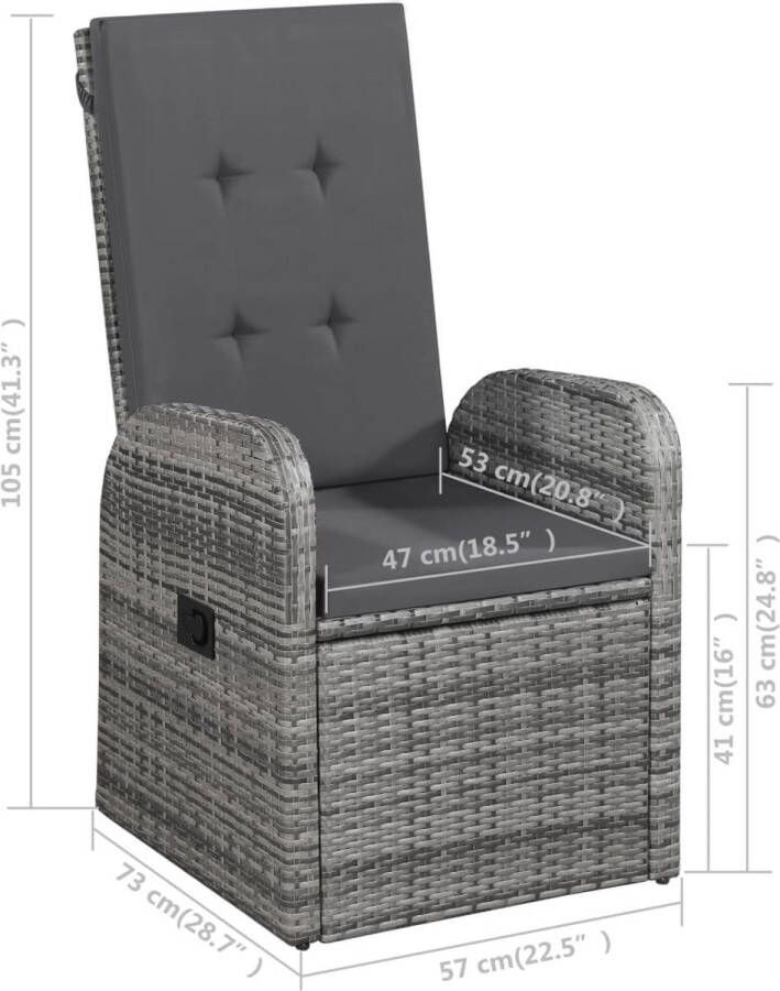 The Living Store Tuinset Acaciahouten eettafel 200 x 90 x 74 cm Grijze rattan stoelen met kussens