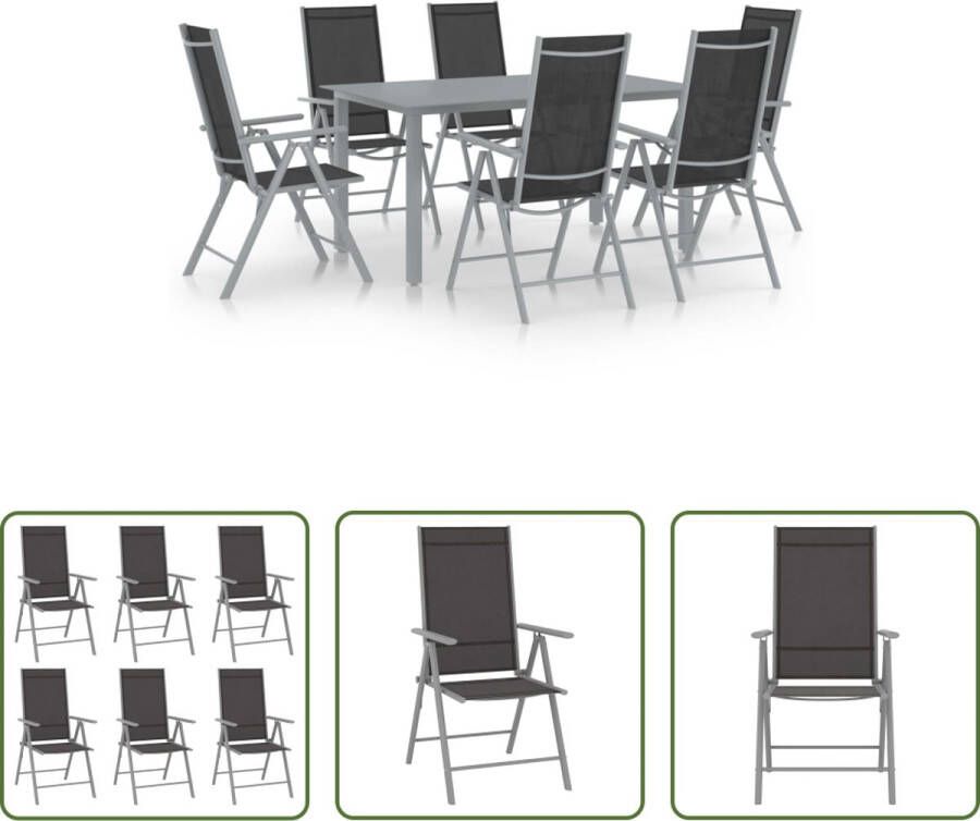 The Living Store tuinset Aluminium 7-standen verstelbaar 150x90x74cm zilver zwart