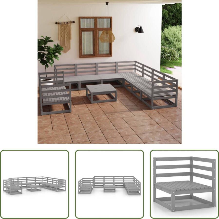 The Living Store Tuinset Classic Pallet 70x70x67 cm Grenenhout Grijs