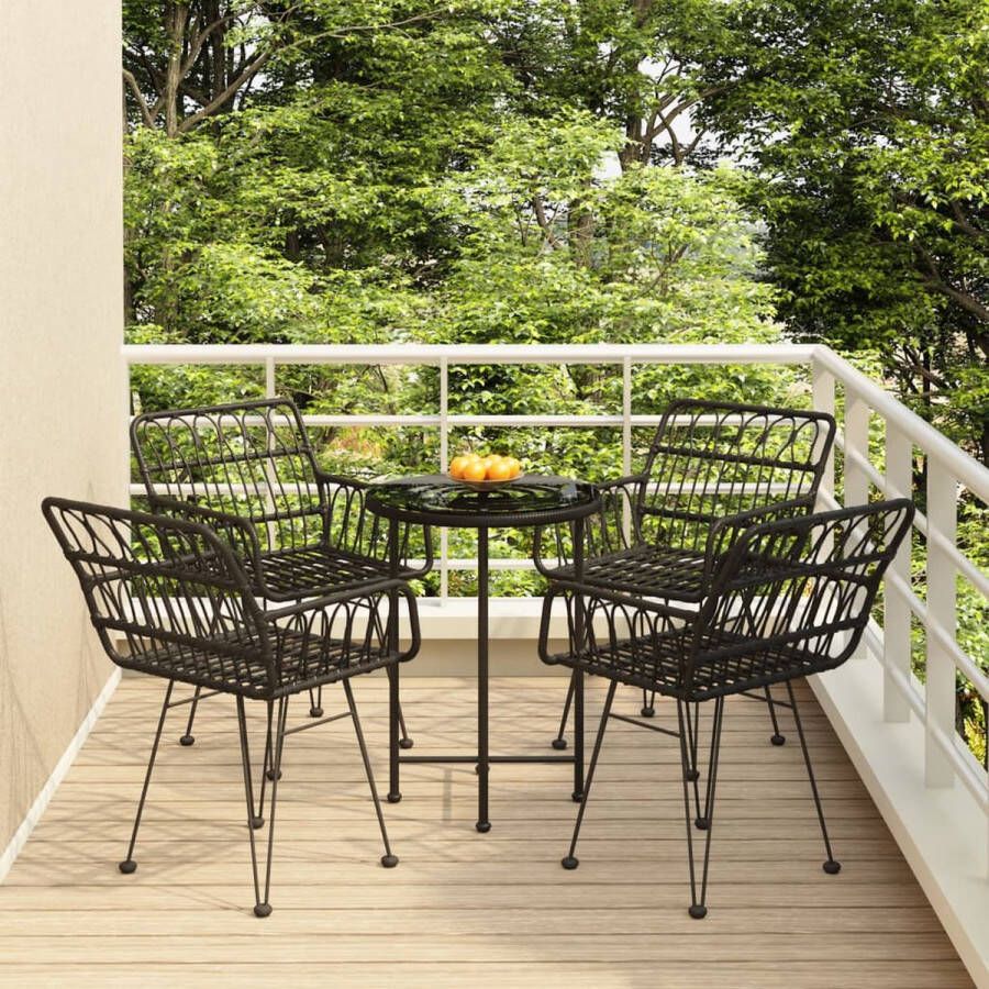 The Living Store Tuinset Corfu Bistroset Ø55 cm Zwart PE rattan