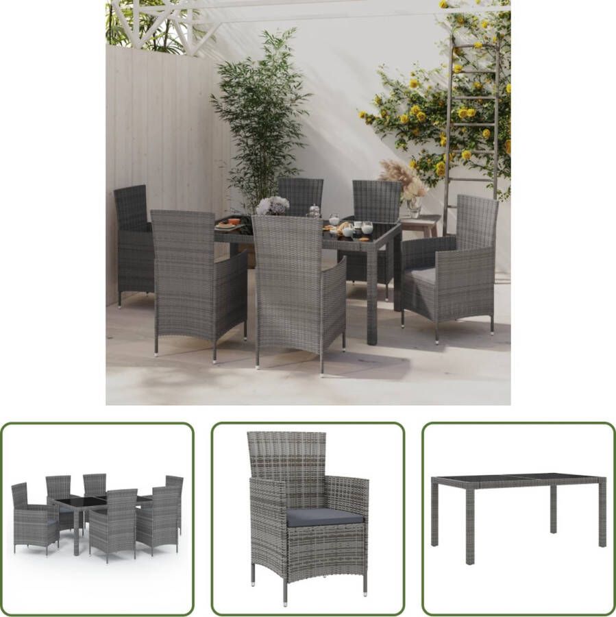 The Living Store Tuinset Eethoek Grijs Zwart 150 x 90 x 75 cm PE-rattan