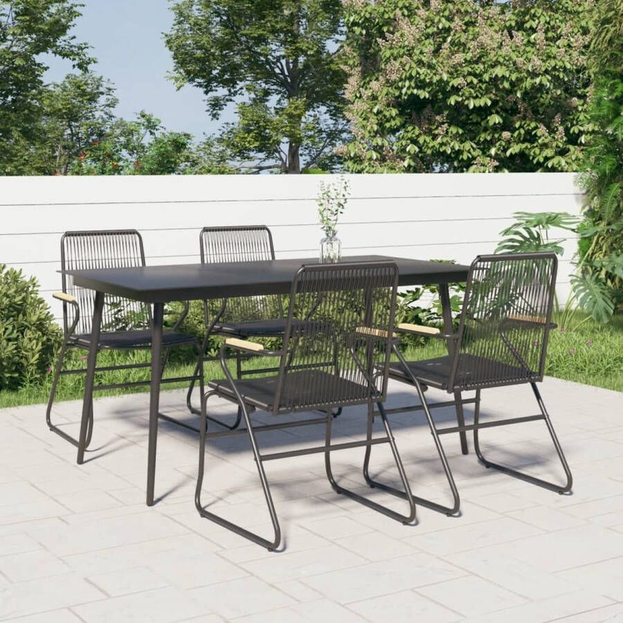 The Living Store Tuinset Eethoek PVC-rattan 150x80x74 cm Zwart