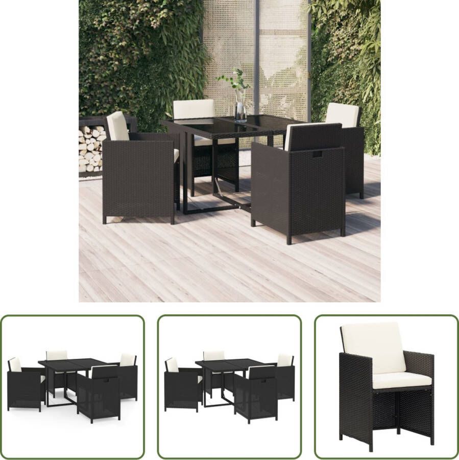 The Living Store Tuinset Eethoek Zwart PE Rattan 109 x 107 x 74 cm Montage vereist