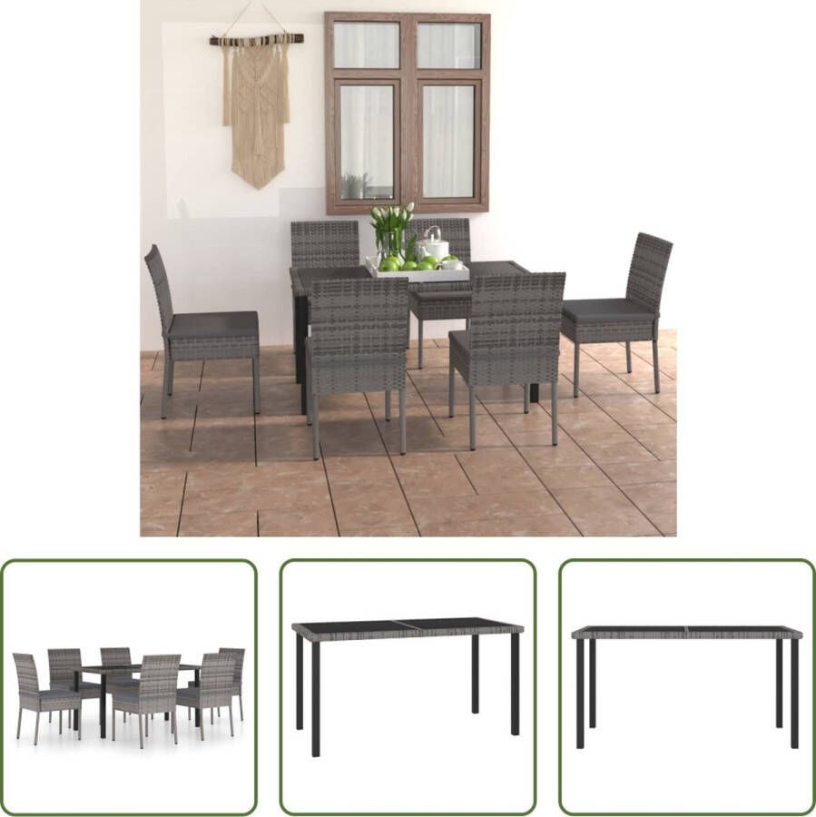 The Living Store Tuinset Elegant Buitenmeubelset 140x70x73 cm Kleur- grijs Afmetingen stoel- 57x44x88 cm Dikte zitkussen- 5 cm