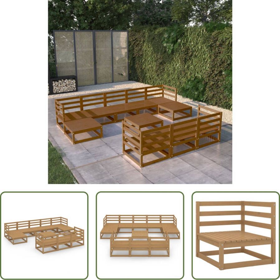 The Living Store Tuinset Grenenhout 70 x 70 x 67 cm Honingbruin