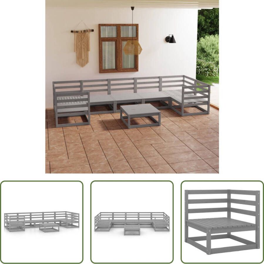 The Living Store Tuinset Grenenhout 70x70x67 cm Grijs