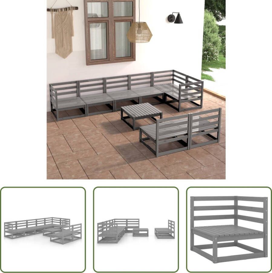 The Living Store Tuinset Grenenhout Grijs 70 x 70 x 67 cm (midden hoekbank) 70 x 70 x 30 cm (tafel)